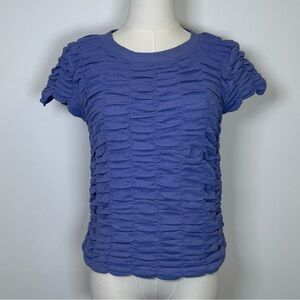 Anthropologie Purple Ruched Short Sleeve Crewneck Tee Shirt Women’s Size Medium
